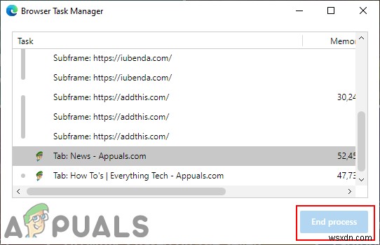 Cách vô hiệu hóa Kết thúc tiến trình trong Trình quản lý tác vụ trình duyệt Microsoft Edge