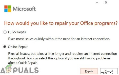 Sửa lỗi Microsoft Office Mã lỗi 30088-26 khi cập nhật Office