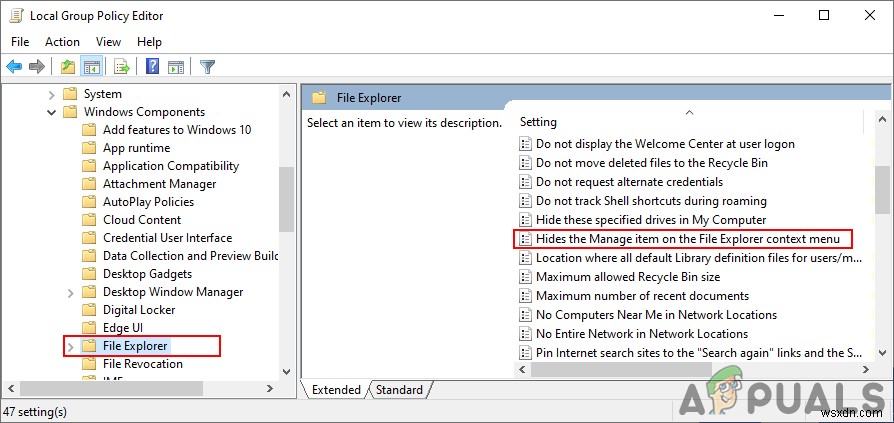 Cách thêm hoặc xóa mục Manage trên menu chuột phải File Explorer