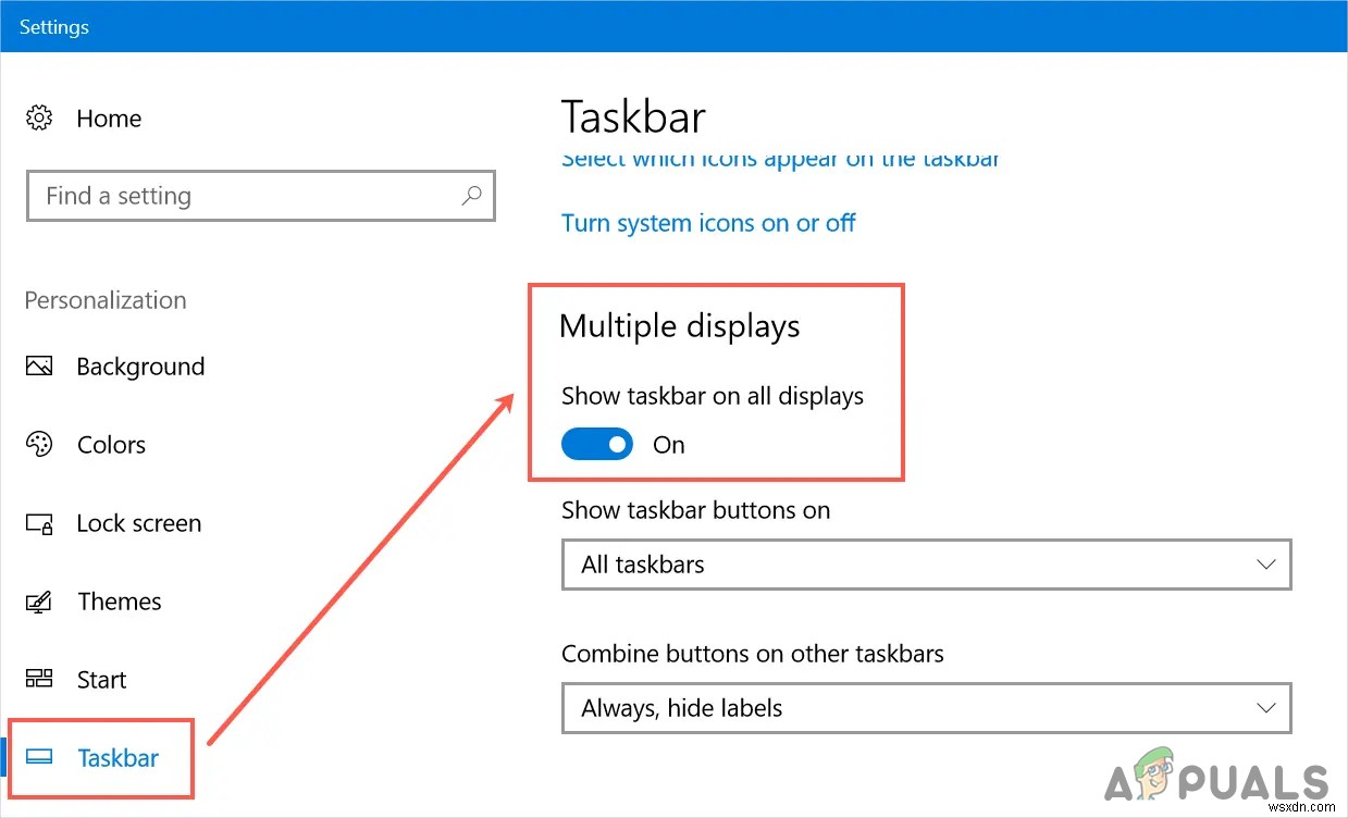 Cách ẩn Taskbar trên nhiều màn hình hiển thị trong Windows 10