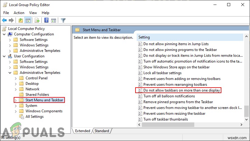 Cách ẩn Taskbar trên nhiều màn hình hiển thị trong Windows 10