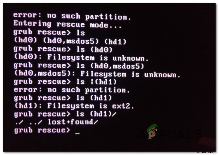 [SỬA] Lỗi  No Such Partition – Grub Rescue 