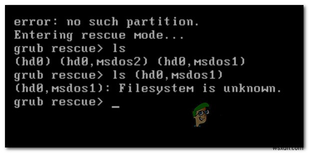 [SỬA] Lỗi  No Such Partition – Grub Rescue 