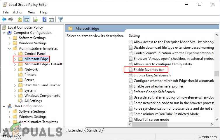 Cách thêm hoặc xóa thanh Favorites (Yêu thích) trong Microsoft Edge
