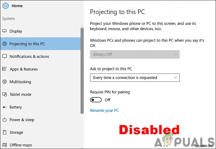 Cách Bật hoặc Tắt Chiếu màn hình đến PC này (Projecting to this PC) trong Windows 10?