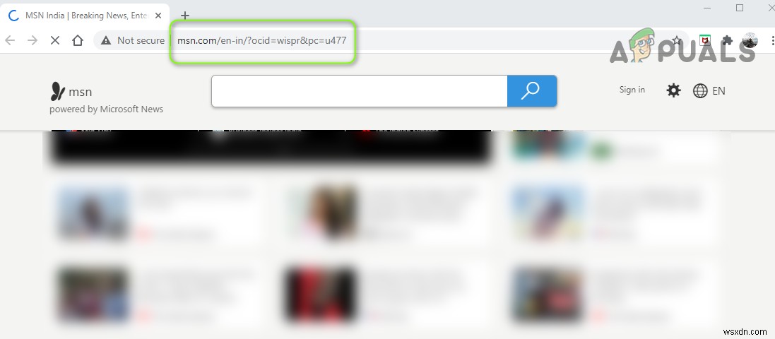 Trình duyệt web tự động mở trang MSN mặc định