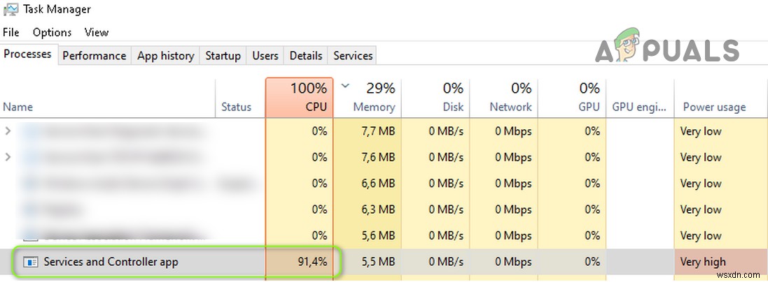 Khắc phục: Dịch vụ và Ứng dụng điều khiển (Services and Controller App) sử dụng CPU cao ngẫu nhiên
