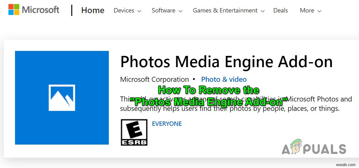 Cách gỡ bỏ Photos Media Engine Add-on