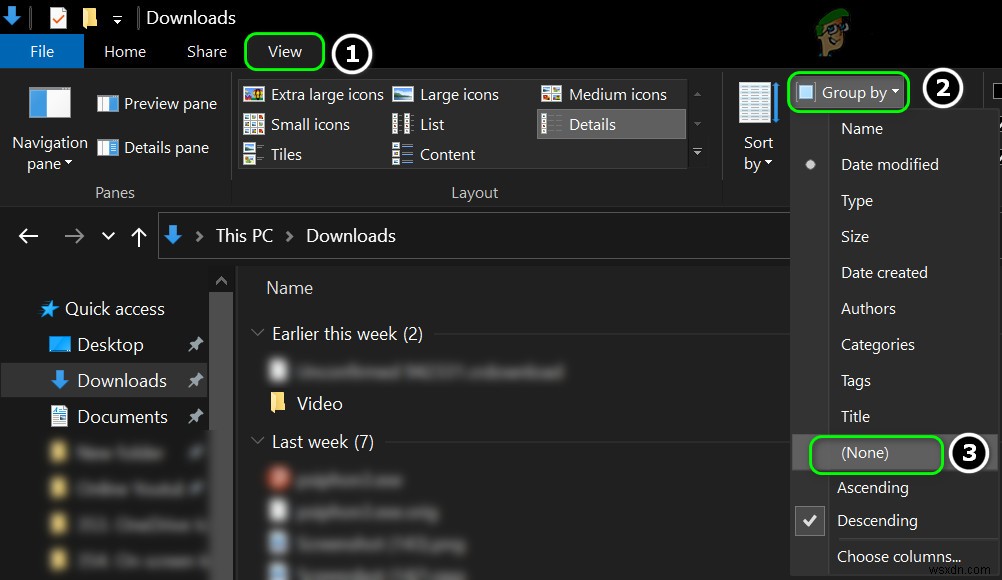 Cách ngăn File Explorer sắp xếp theo Tuần và Tháng