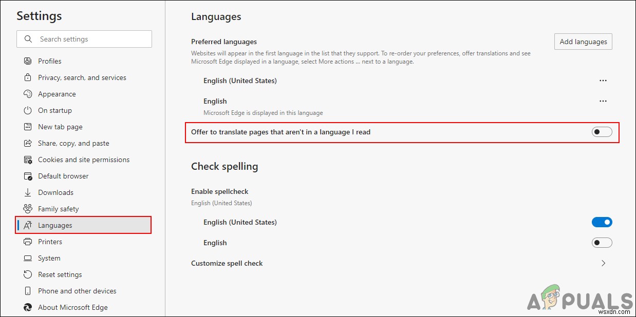 Cách tắt đề xuất dịch trang trong Microsoft Edge Chromium