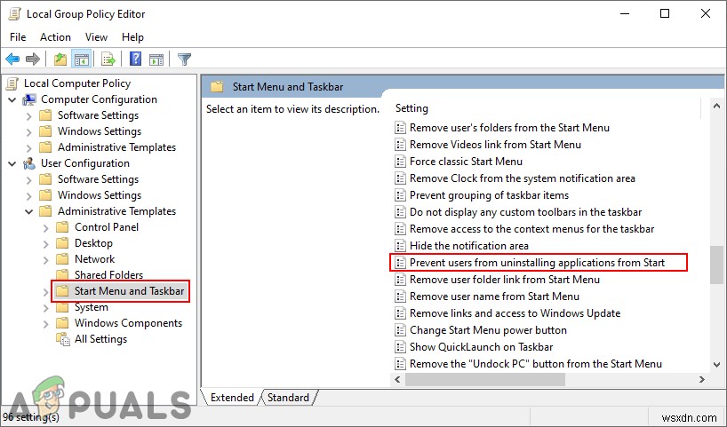Cách Ngăn Người dùng Gỡ cài đặt Ứng dụng từ Menu Start trong Windows 10?
