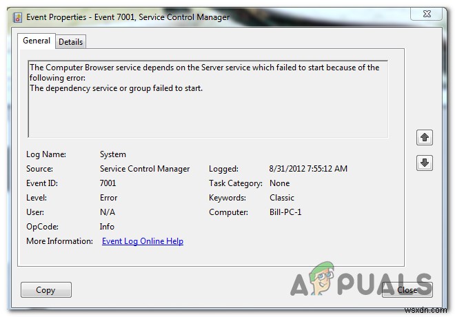 Cách Khắc phục Service Control Manager Error 7001