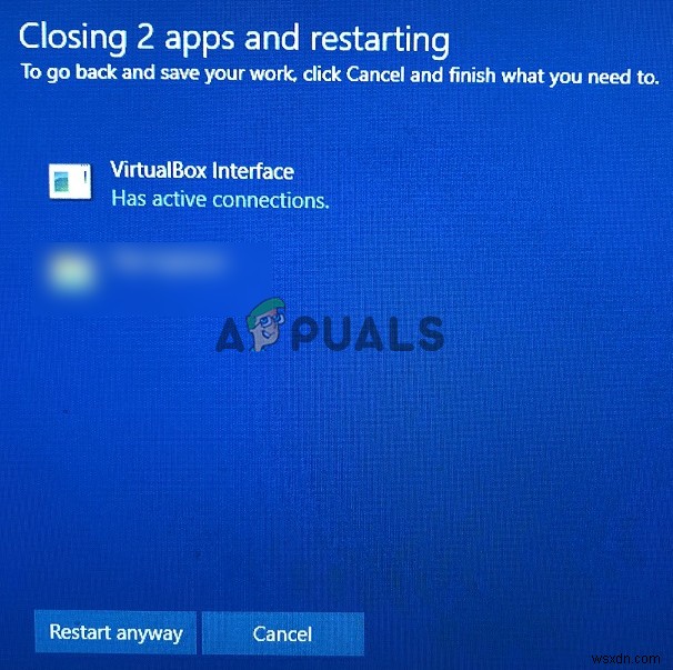 Sửa lỗi: Giao diện VirtualBox không cho phép máy tính tắt máy