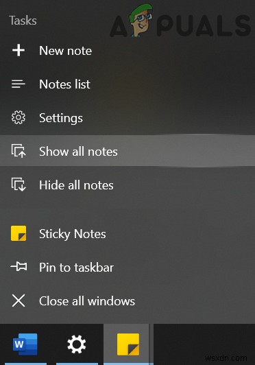 Sửa lỗi: Biểu tượng Sticky Notes trên Thanh tác vụ không được gom nhóm