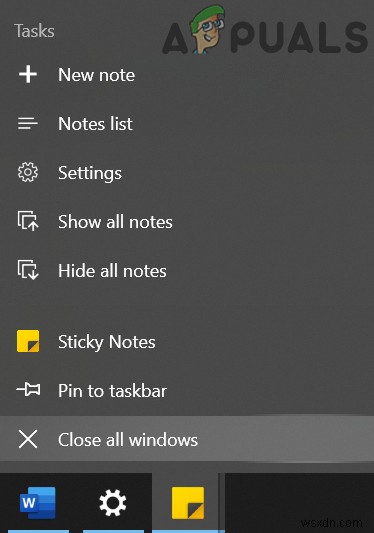 Sửa lỗi: Biểu tượng Sticky Notes trên Thanh tác vụ không được gom nhóm