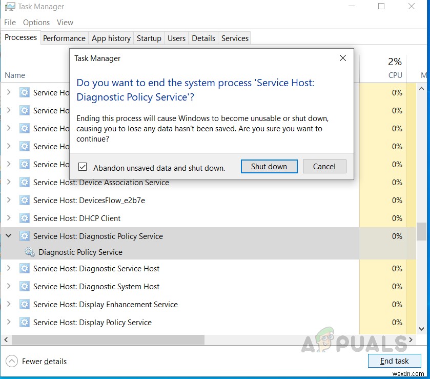 [SỬA] Service Host: Dịch vụ Chính sách Chẩn đoán CPU & Bộ nhớ cao