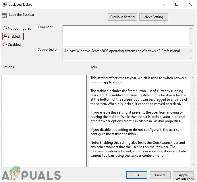 Cách tắt Lock the Taskbar (Khóa thanh tác vụ) trong Windows 10?