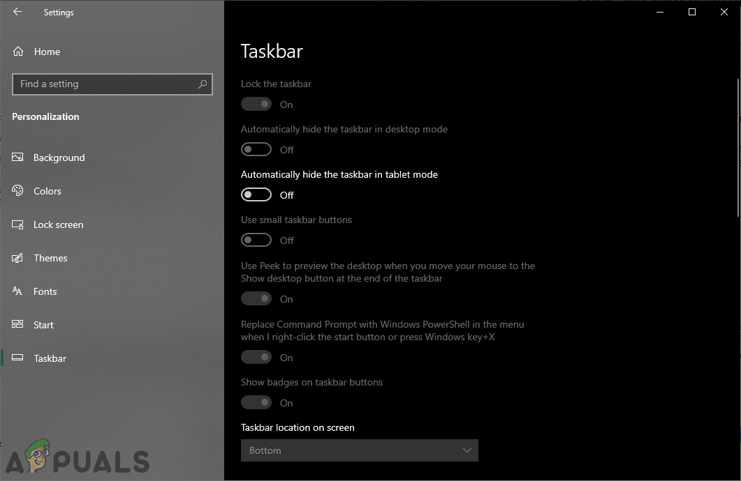 Cách tắt cài đặt Taskbar (Thanh tác vụ) trong Windows 10?