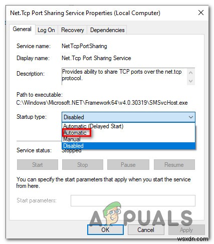[KHẮC PHỤC] Dịch vụ  NET.TCP Port Sharing Service  không thể khởi động