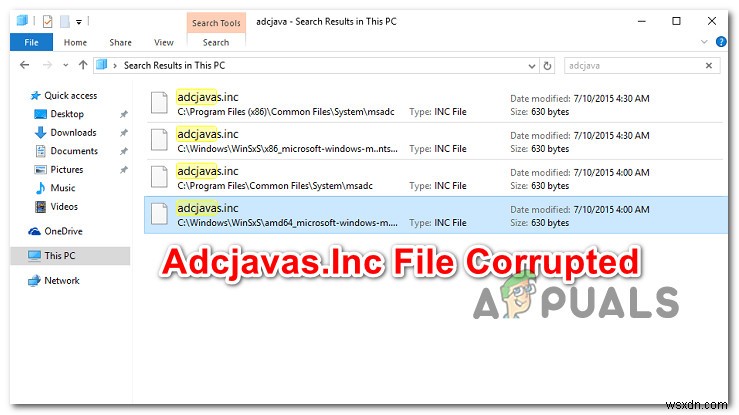Cách khắc phục lỗi  File Adcjavas.Inc bị hỏng 