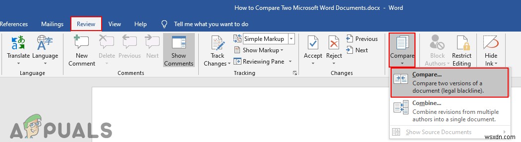 Cách so sánh 2 tài liệu Microsoft Word