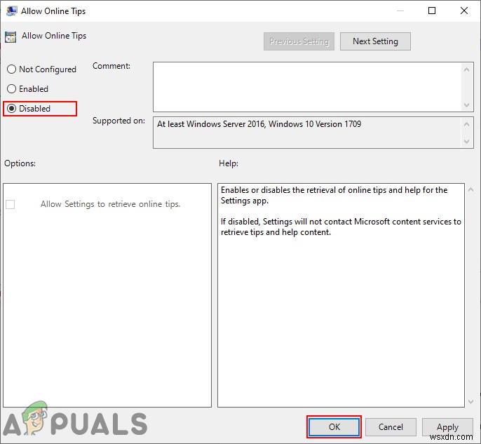 Cách tắt mẹo trực tuyến trong ứng dụng Cài đặt Windows