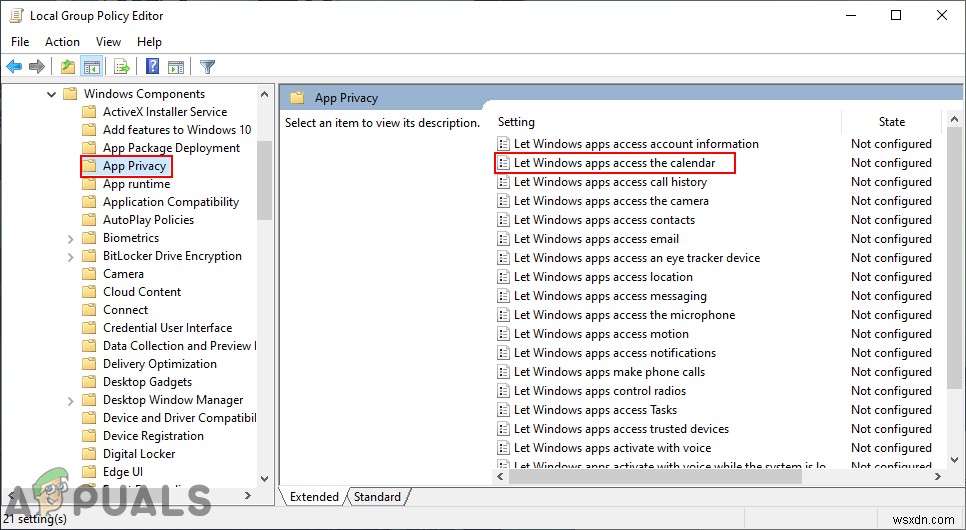 Cách ngăn ứng dụng truy cập Lịch trên Windows 10