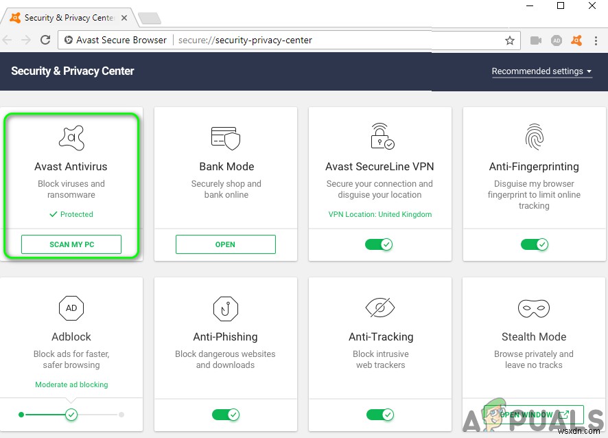 Khắc phục: Chế độ Ngân hàng (Bank Mode) của Avast không hoạt động
