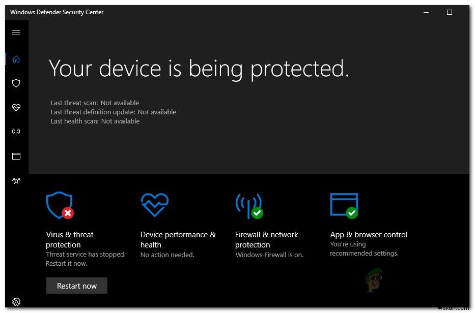 [Sửa lỗi] Dịch vụ-threat Windows Defender đã dừng hoạt động