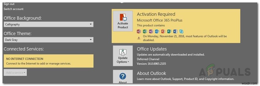 Sửa lỗi: Office 365 báo  Không có kết nối Internet 