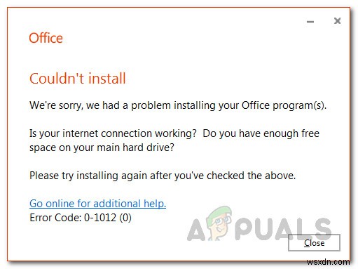 [Sửa lỗi] Mã lỗi Microsoft Office 365 0-1012
