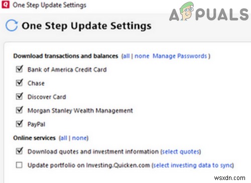 Sửa lỗi: Quicken One Step Update không hoạt động