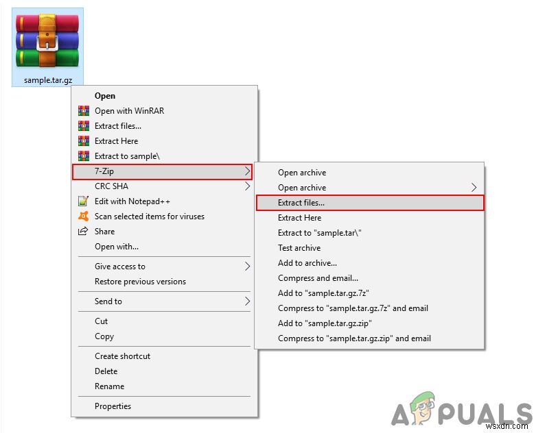 Cách giải nén tệp .tar.gz trên Windows?