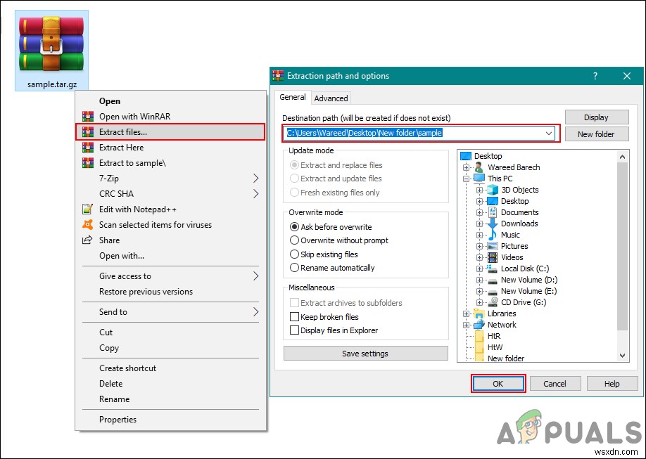 Cách giải nén tệp .tar.gz trên Windows?