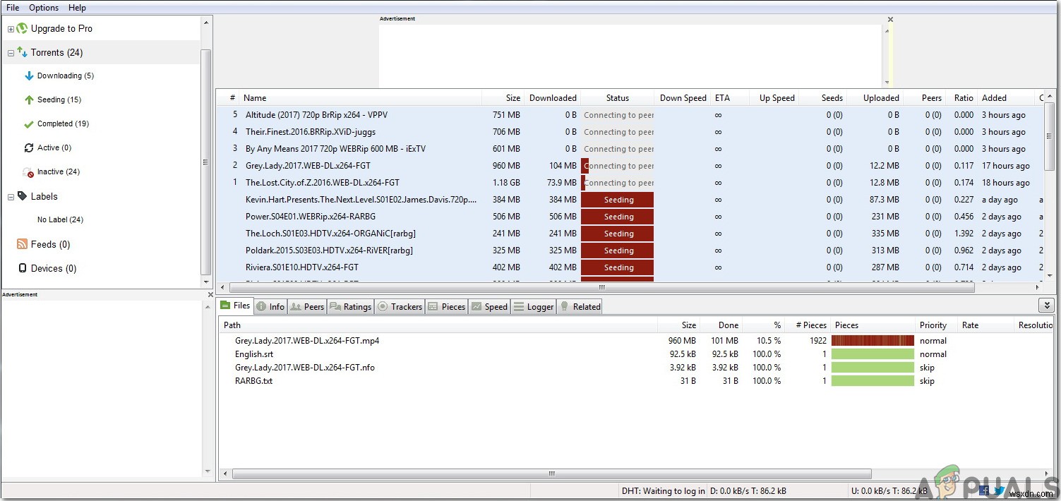 Khắc phục lỗi uTorrent bị kẹt ở  Connecting to Peers  [Đã sửa]