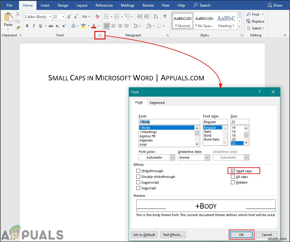Cách tạo Chữ hoa nhỏ (Small Caps) trong Microsoft Word