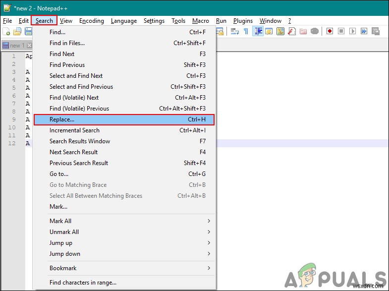 Tìm và Thay thế Chuỗi/Ký tự/Symbol bằng Dòng mới trong Notepad++
