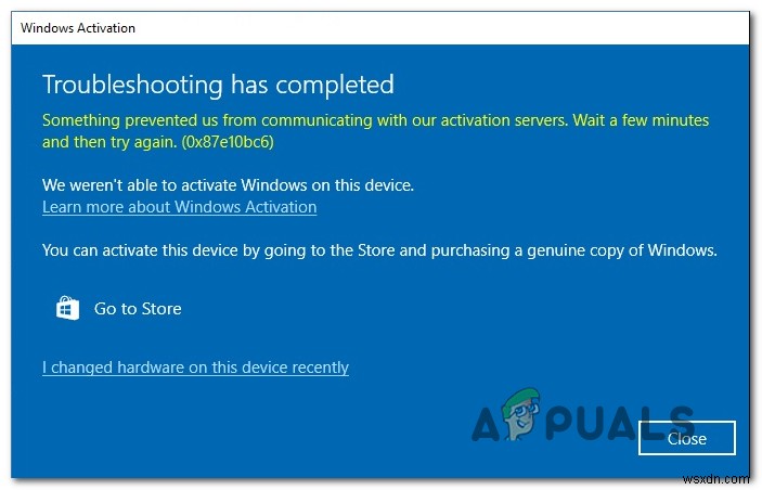 Cách khắc phục mã lỗi Windows 10 0X87E10BC6?