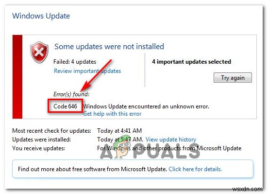 [KHẮC PHỤC] Lỗi Windows Update 646
