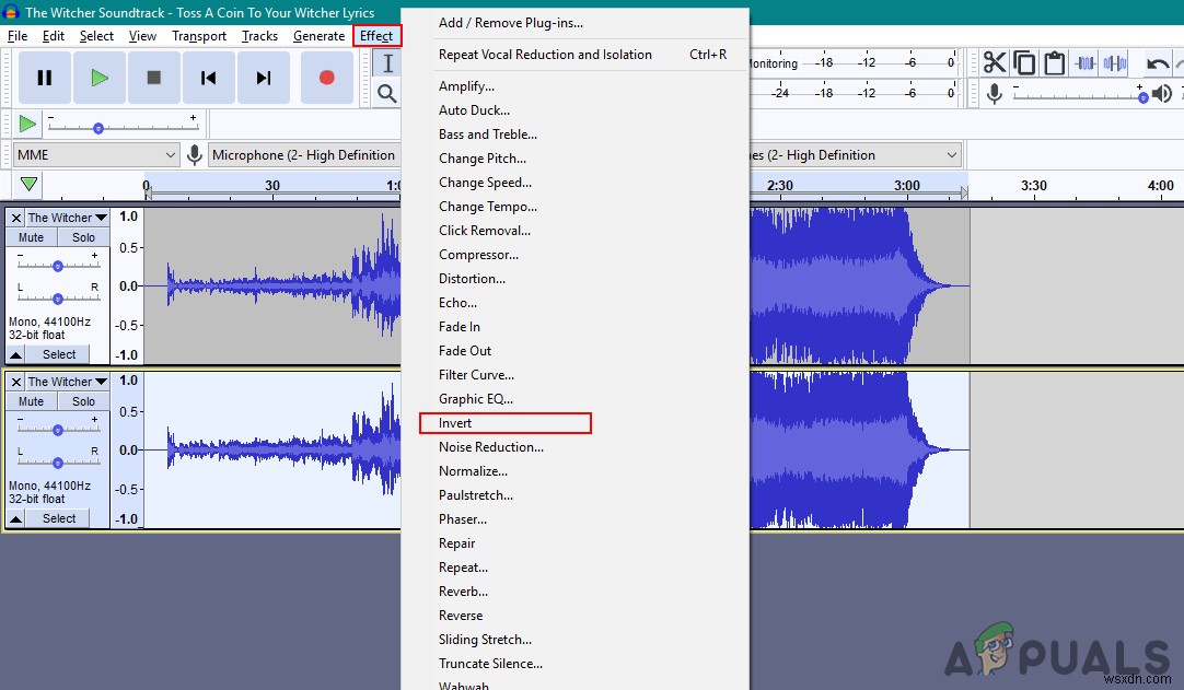 Cách xóa giọng hát trong Audacity