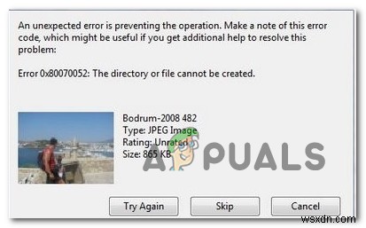 Cách khắc phục Mã lỗi: 0x80070052 khi sao chép file