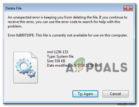 Cách khắc phục 0x800710FE khi cố xóa file