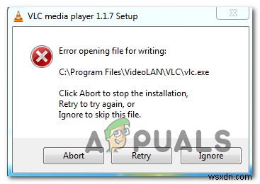 Khắc phục lỗi Cannot Open File for Writing khi cài đặt VLC Media Player