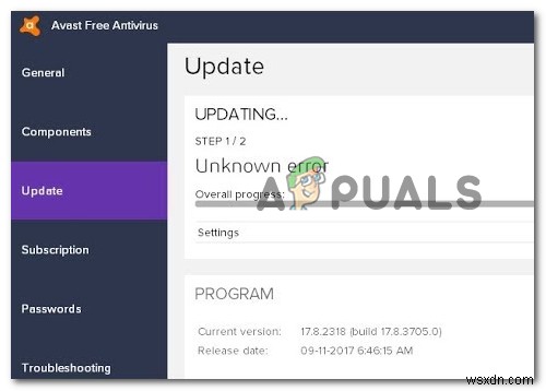 Cách khắc phục  Virus Definitions Update Failed  trong Avast Antivirus