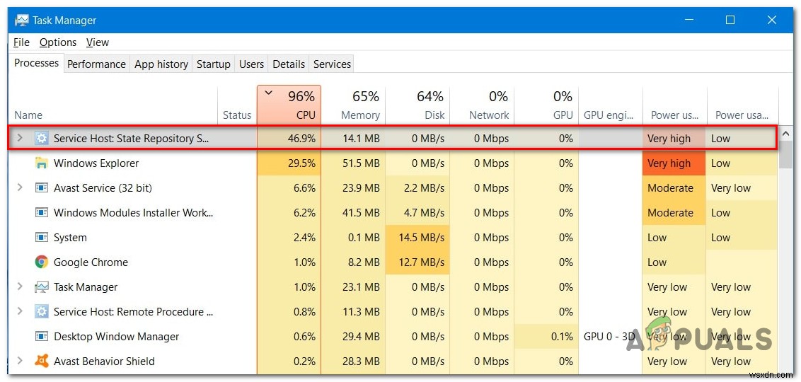 Khắc phục CPU cao do State Repository Service trên Windows 10