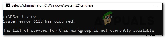 Khắc phục lỗi CMD System Error 6118 (Net View Error 6118)