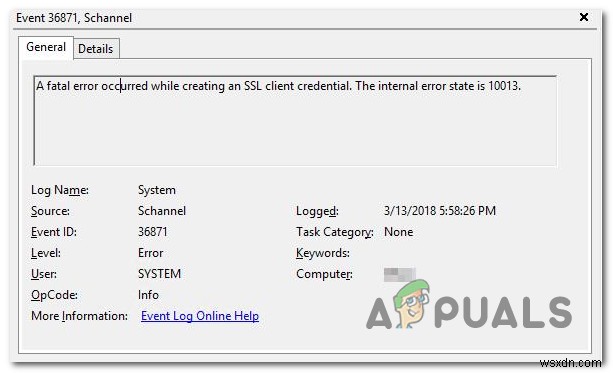 Lỗi nghiêm trọng khi tạo SSL Client Credential trong Event Viewer