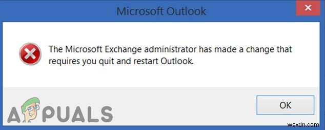 Khắc phục lỗi  Exchange administrator has made a change that requires you to quit and restart Outlook 