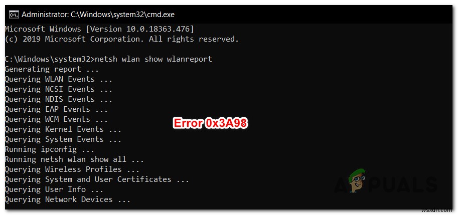 Khắc phục lỗi 0x3A98 khi tạo WlanReport qua CMD