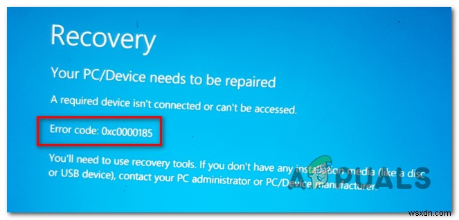 Khắc phục lỗi màn hình xanh khôi phục Windows 10 0x0000185